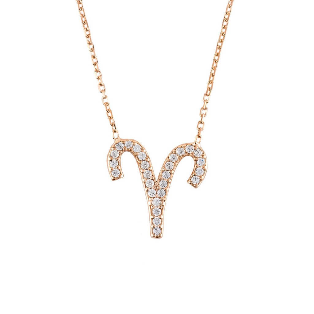 Aries - necklace - 22 carat (rose) gold-plated - zirconia