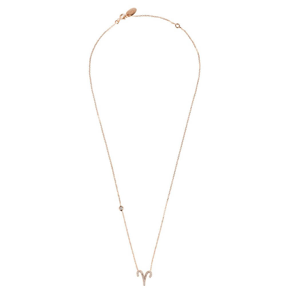 Aries - necklace - 22 carat (rose) gold-plated - zirconia