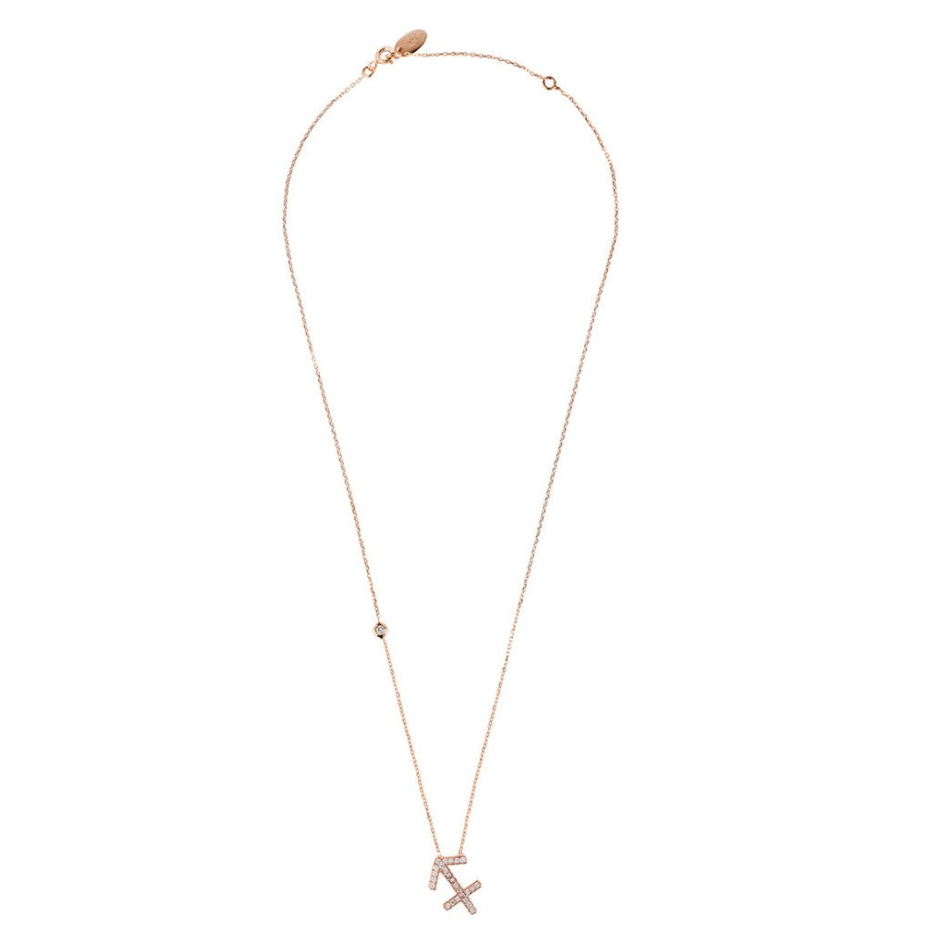Sagittarius - necklace - 22 carat (rose) gold-plated - zirconia