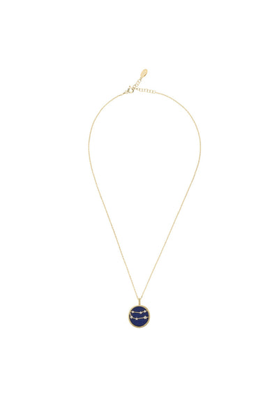 Gemini - Necklace - 22 carat gold plated - Lapis lazuli with white zirconia