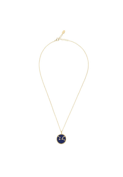 Virgo - necklace - 22 carat gold plated - lapis lazuli with white zirconia