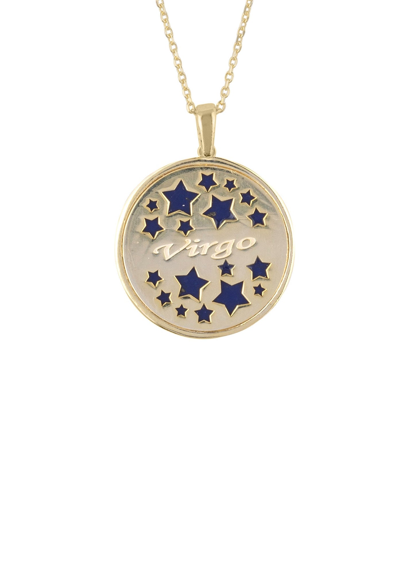 Virgo - necklace - 22 carat gold plated - lapis lazuli with white zirconia