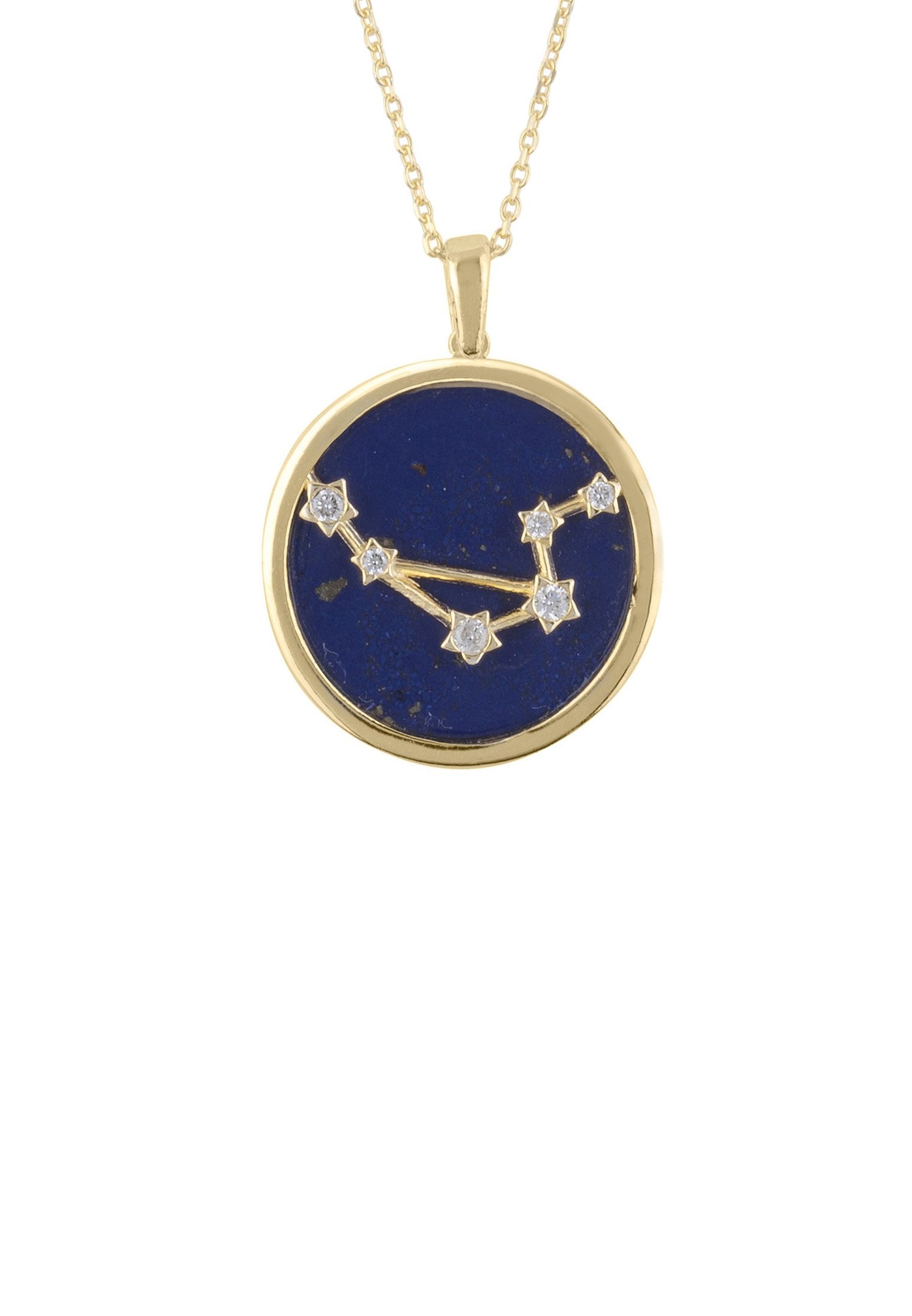 Libra - necklace - 22 carat gold plated - lapis lazuli with white zirconia