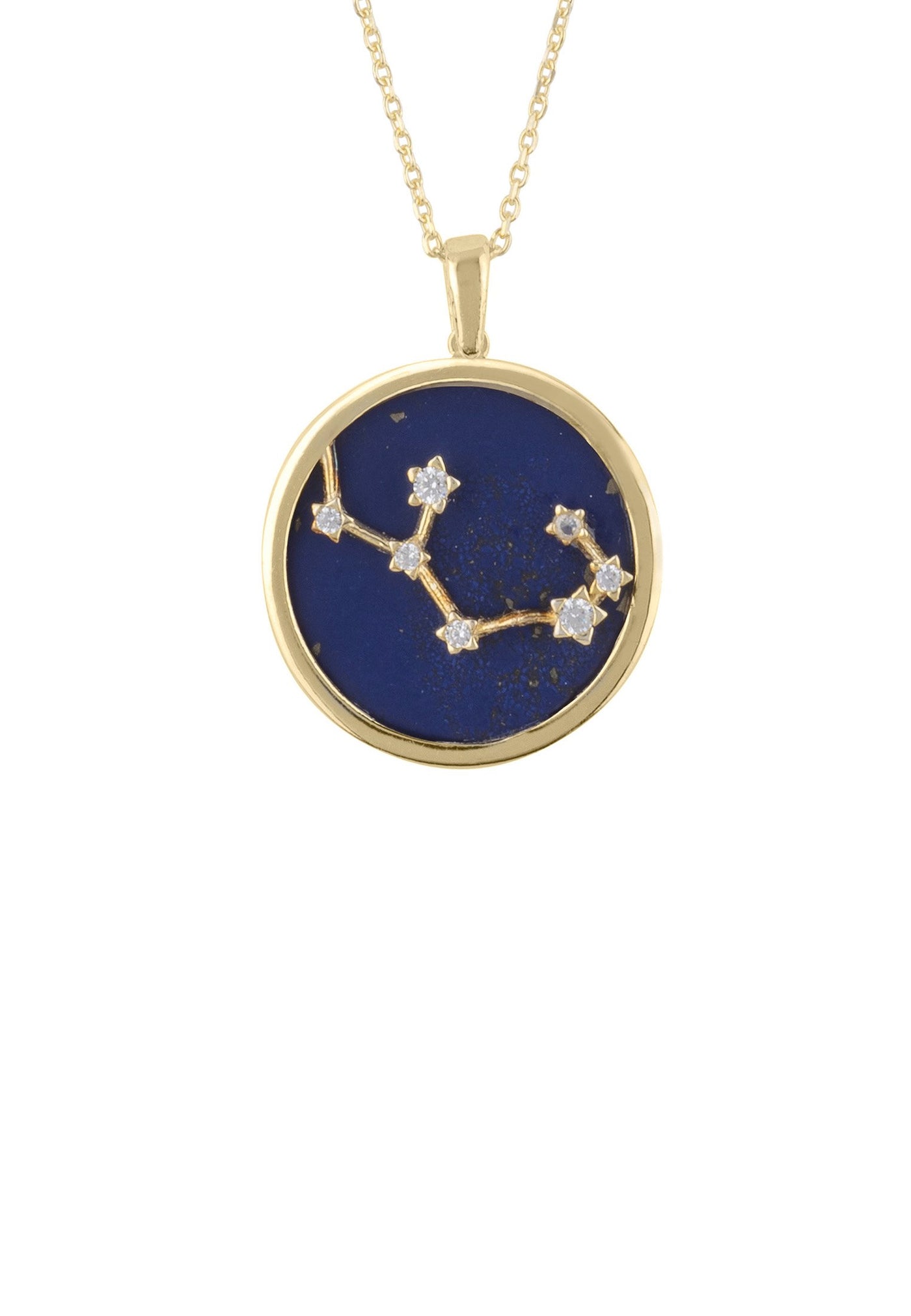 Sagittarius - Necklace - 22 carat gold plated - lapis lazuli with white zirconia