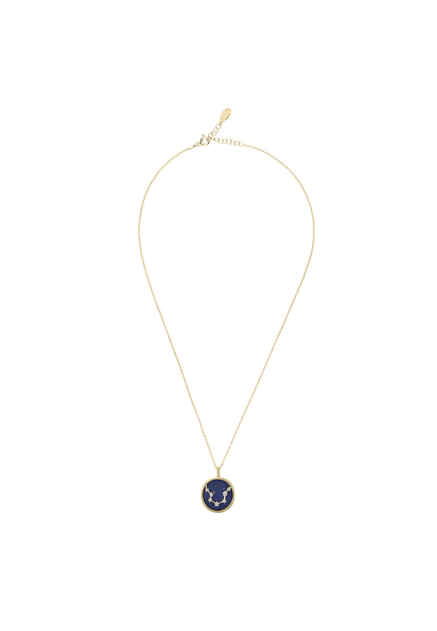 Aquarius - necklace - 22 carat gold plated - lapis lazuli with white zirconia