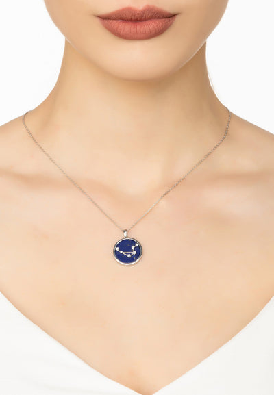 Libra - necklace - 925 sterling silver - lapis lazuli with white zirconia