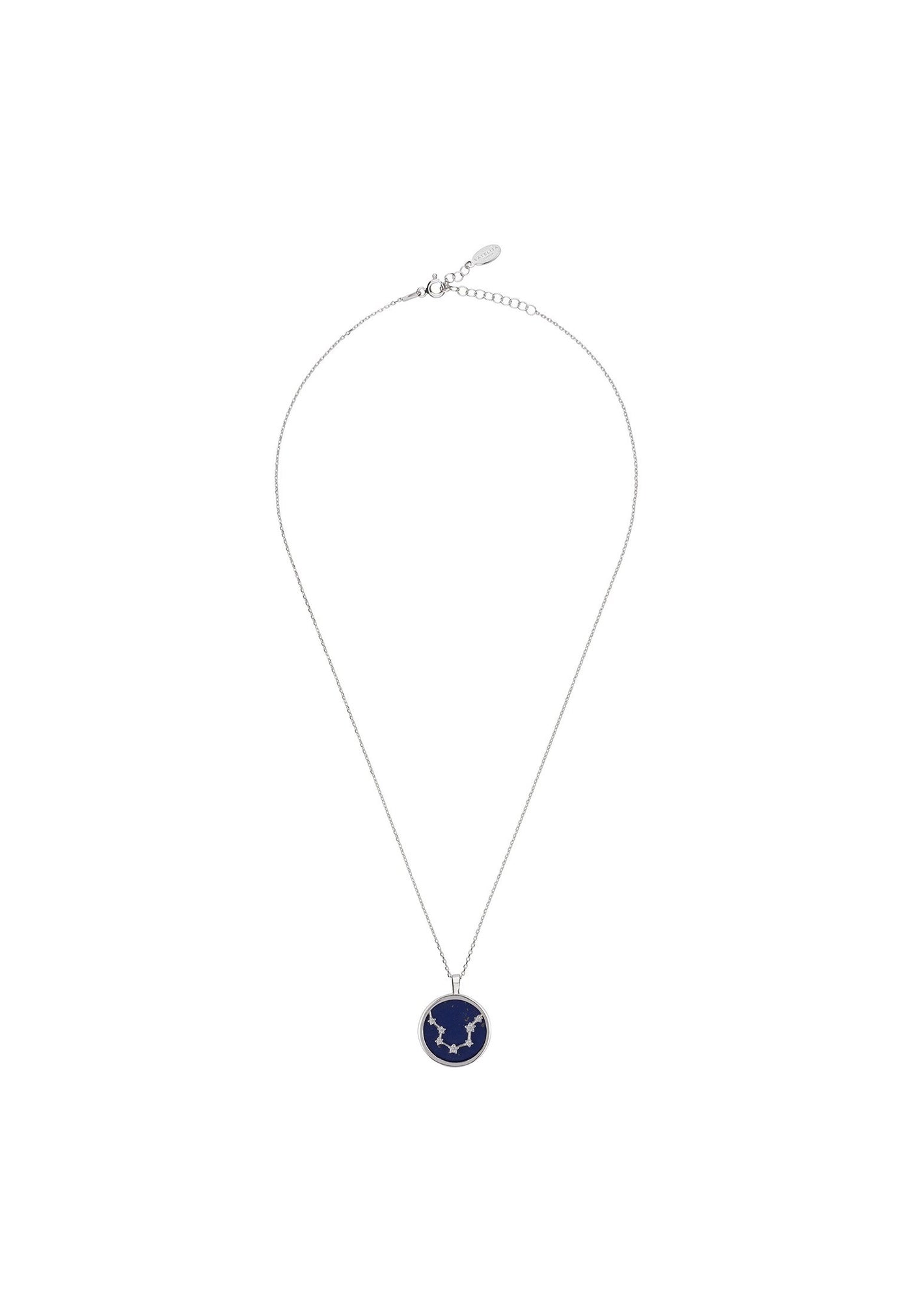 Aquarius necklace - 925 sterling silver - lapis lazuli with white zirconia