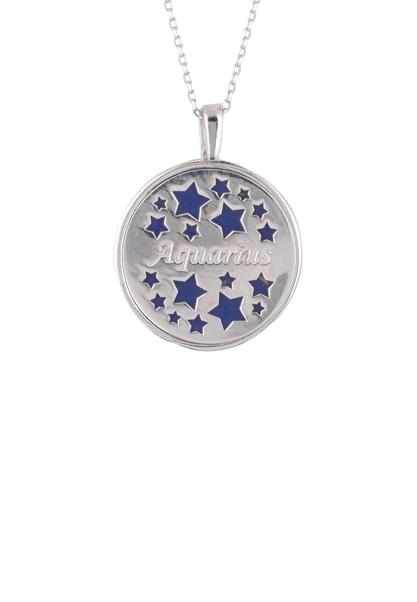 Aquarius necklace - 925 sterling silver - lapis lazuli with white zirconia