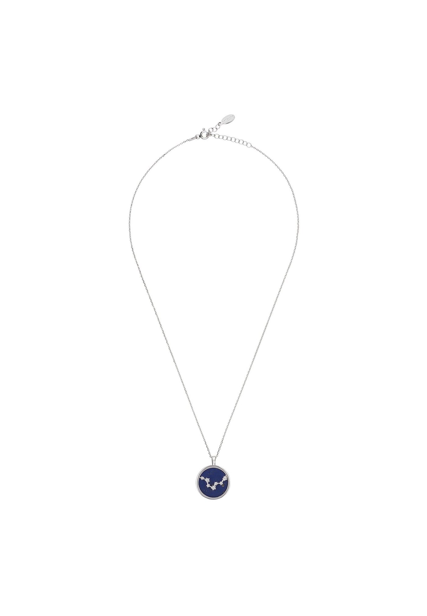 Pisces - Necklace - 925 Sterling silver - Lapis lazuli with white zirconia