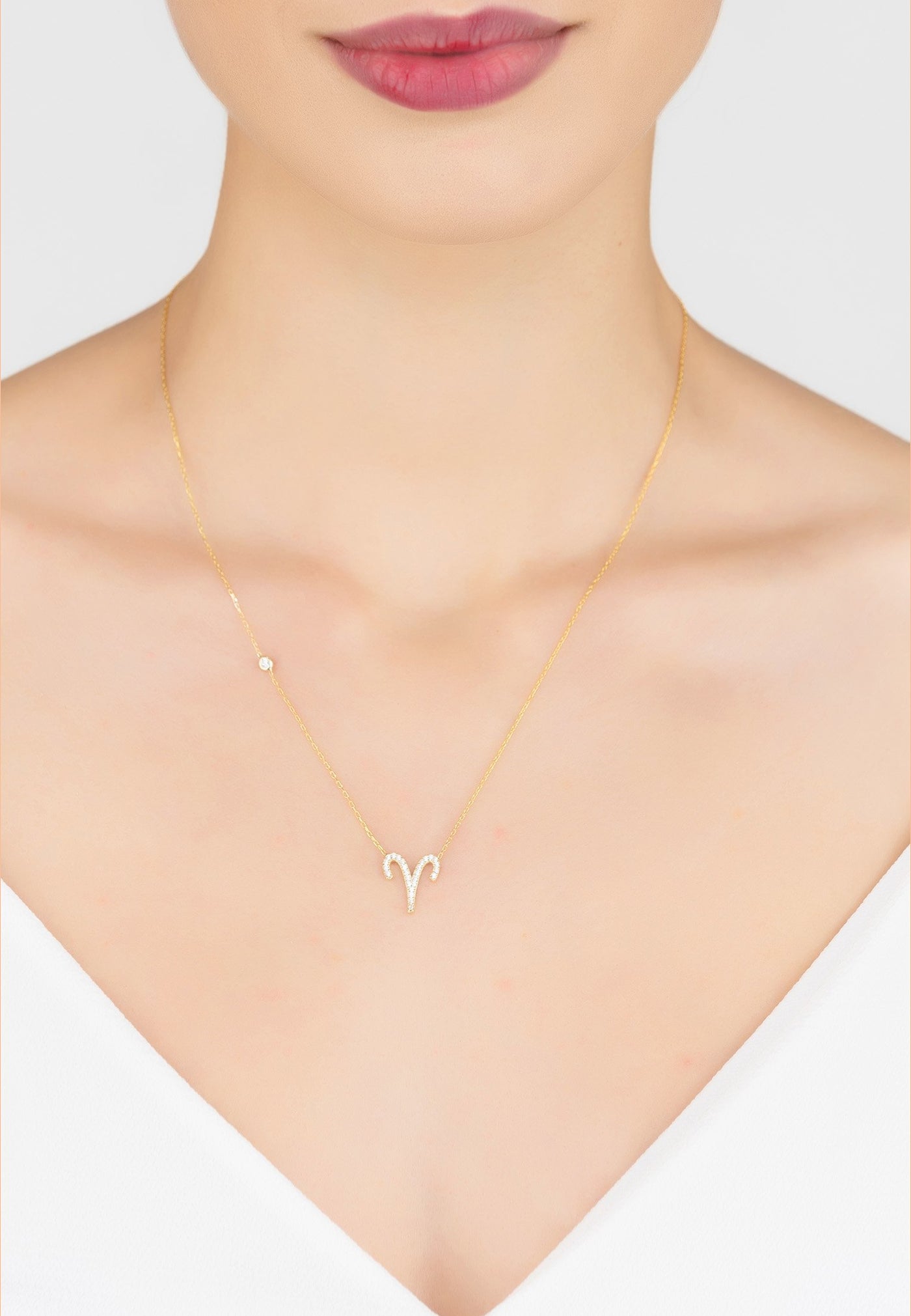 Aries - necklace - 22 carat gold plated - zirconia