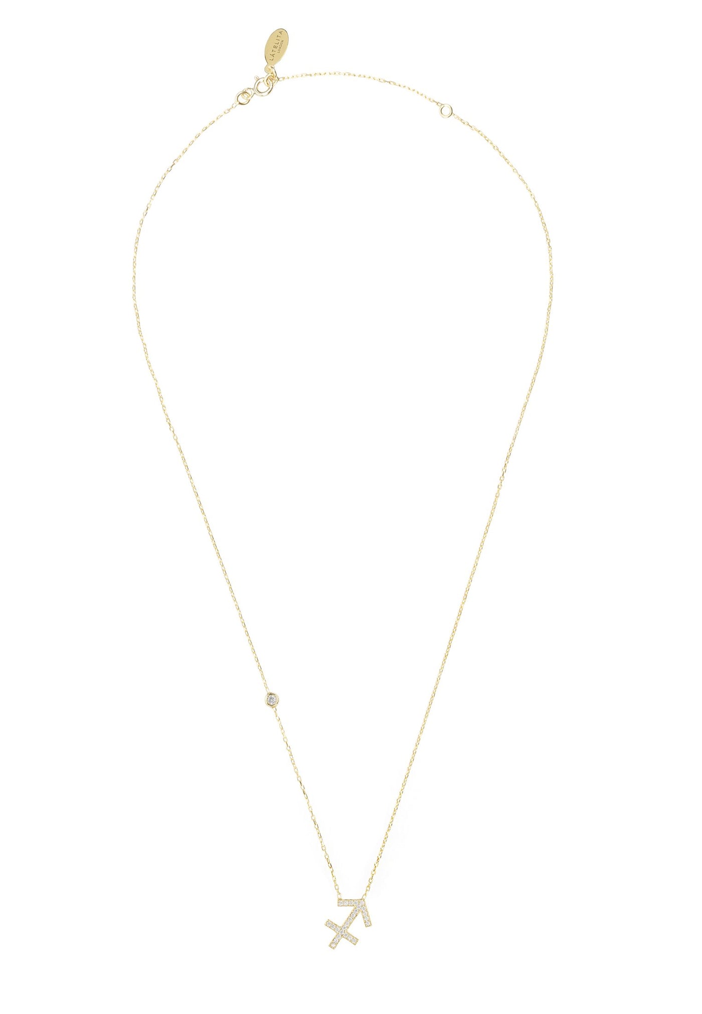 Sagittarius - Necklace - 22 carat gold plated - Zirconias