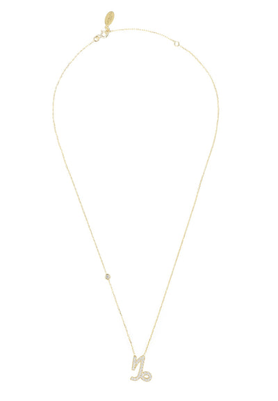 Capricorn - Necklace - 22 carat gold plated - Zirconias