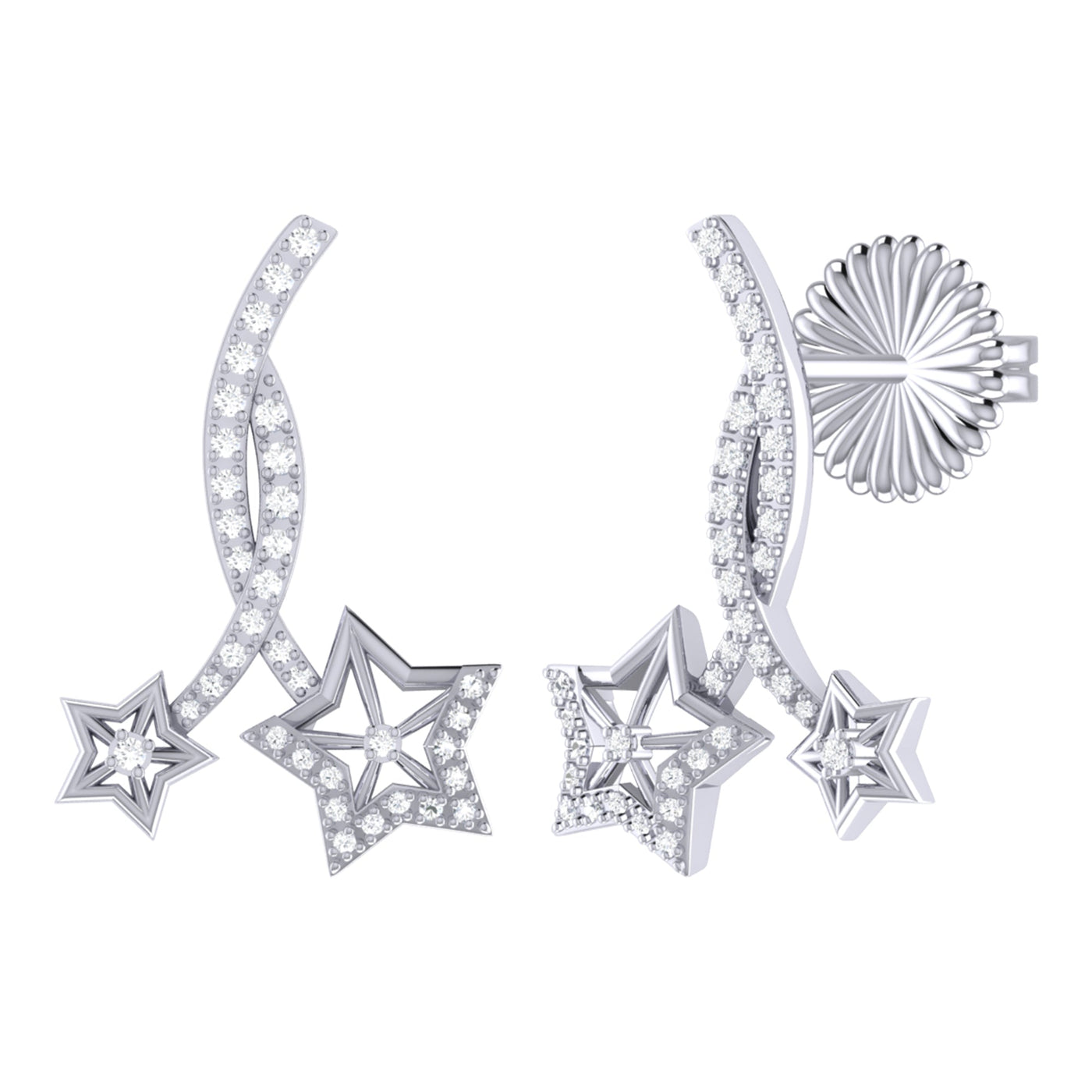 Stud earrings - Star Dance - 925 sterling silver - diamonds