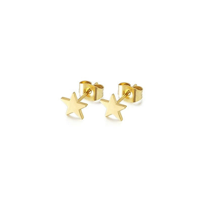 Stud earrings - stars - 14 carat gold plated