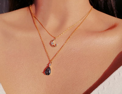 Moon necklace 18k gold plated