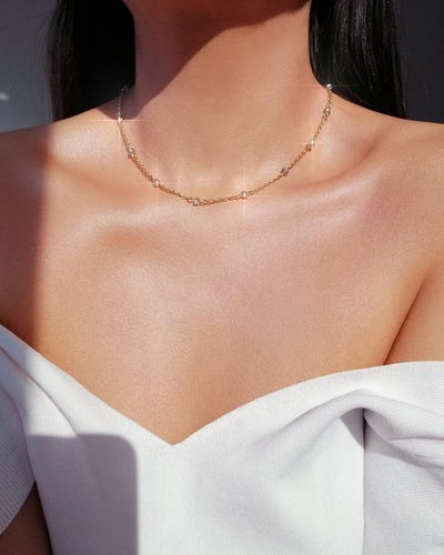 Crystal necklace - choker - 18k gold plated